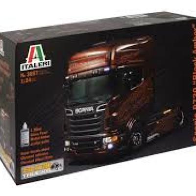 Italeri 3897 1/24 Scale Show Truck Model Kit Scania R730 Black Amber V8