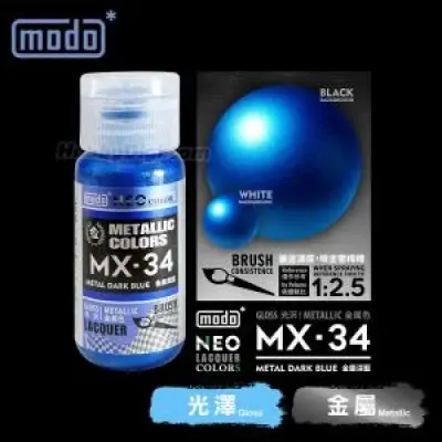 摩多modo金屬成色系列 油性 模型油 - MX-34 NEO 金屬深藍 30ml