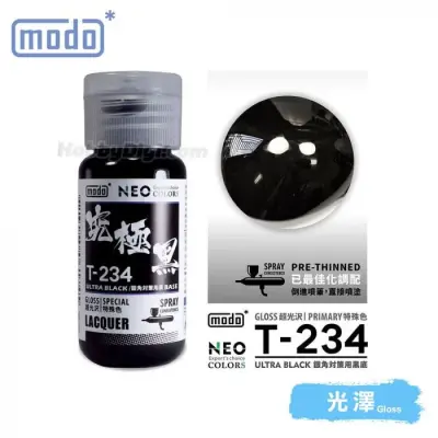 摩多modo免稀釋電鍍效果系列 油性 模型油 - T-234 NEO 究極黑 (銀角對策用黑底) 30ml