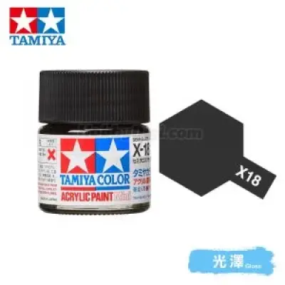 Tamiya 81518 Tamiya Color Acrylic Paint Mini X-18 Semi Gloss Black 10ml
