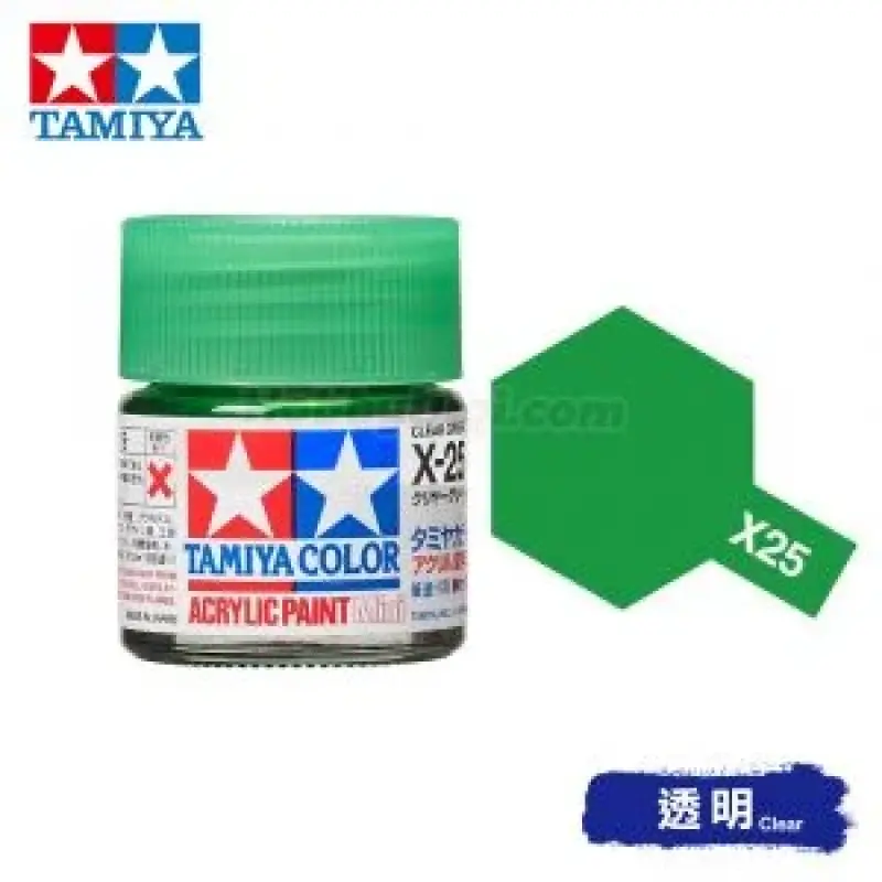 Tamiya 81525 Tamiya Color Acrylic Paint Mini X-25 Clear Green 10ml