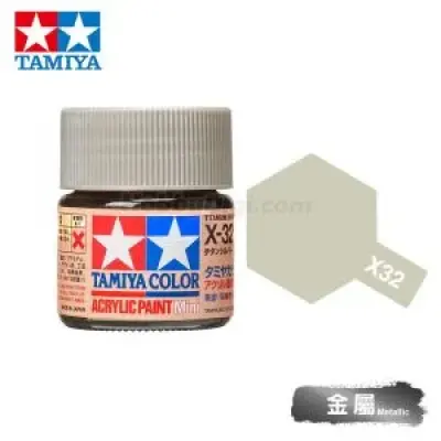Tamiya 81532 Tamiya Color Acrylic Paint Mini X-32 Titanium Silver 10ml