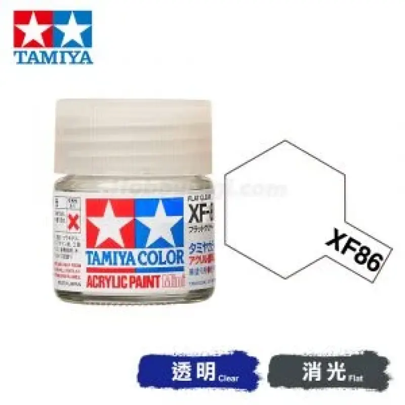 Tamiya 81786 Tamiya Color Acrylic Paint Mini XF-86 Flat Clear 10ml